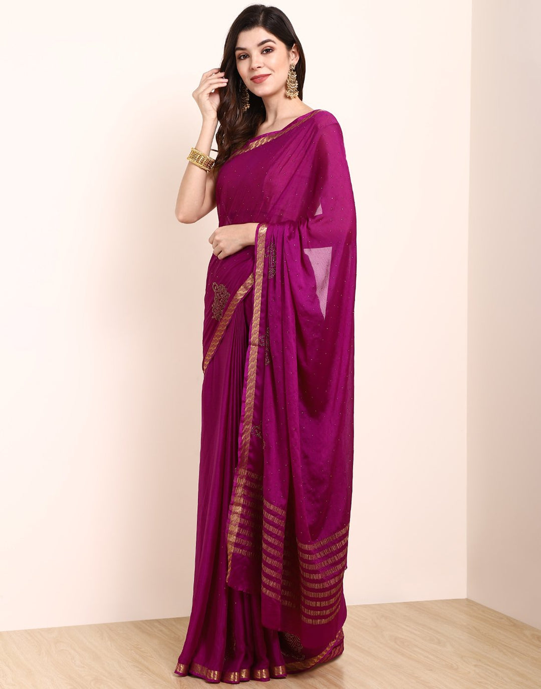 Purple Art Crepe Saree