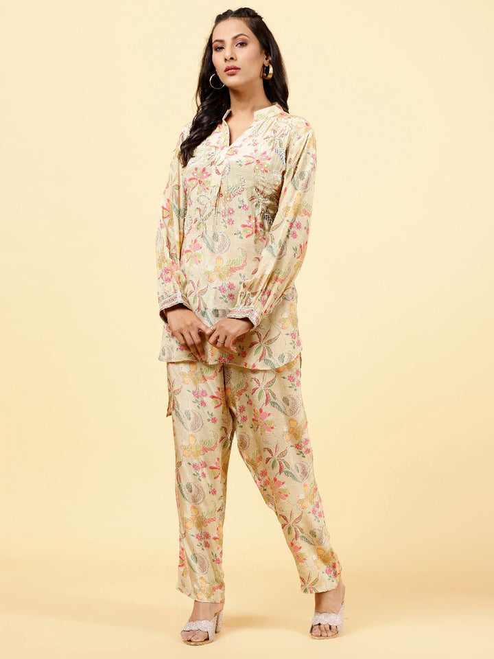 Printed Crepe Kurta With Pants