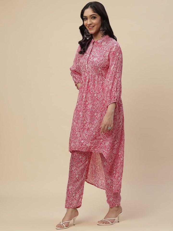 Printed Muslin Kurta With Printed Pants