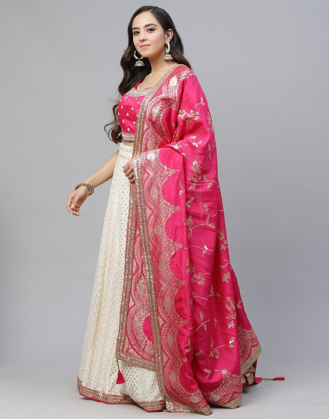 Georgette Embroidered Lehenga with Banarasi Dupatta
