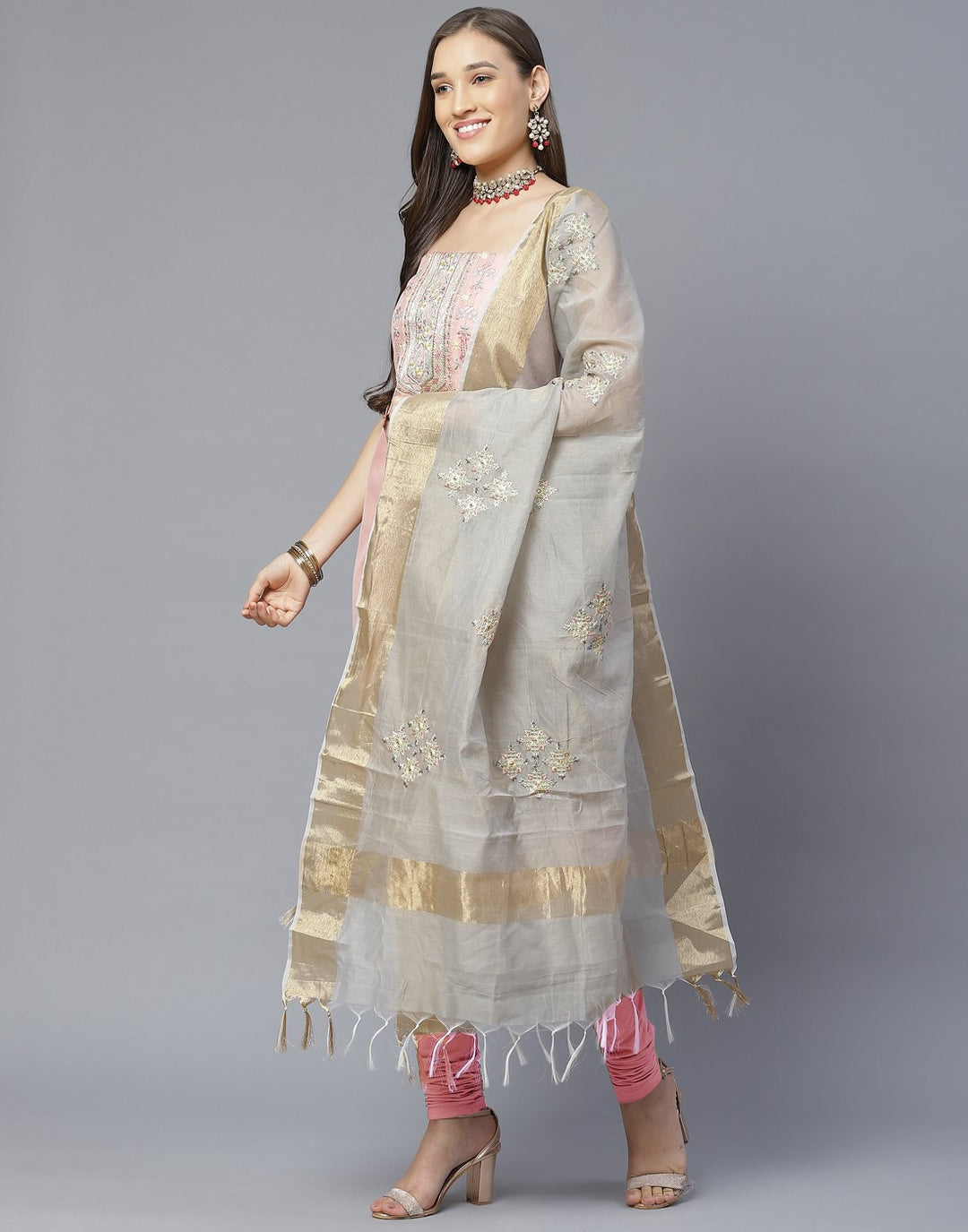 Chanderi Embroidered Suit Piece
