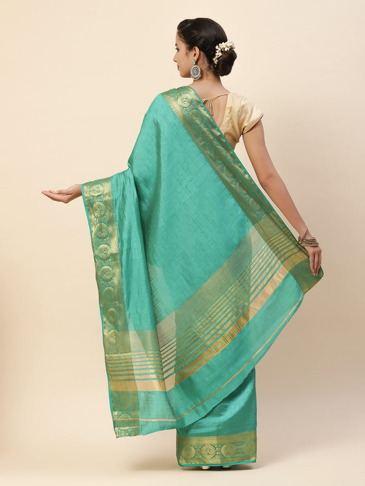 Plain Zari Border Art Handloom Woven Saree