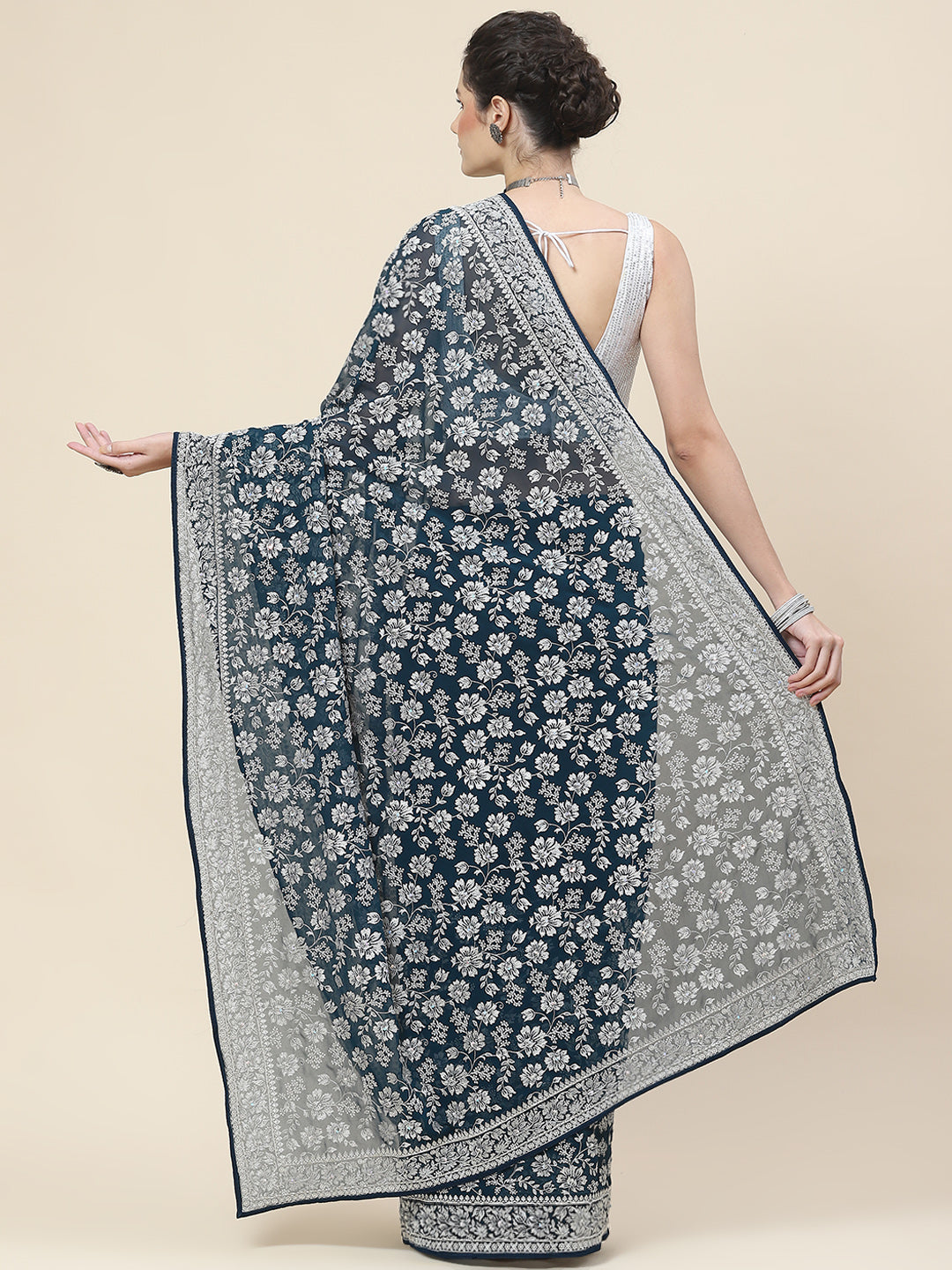 Resham Embroidery Georgette Saree