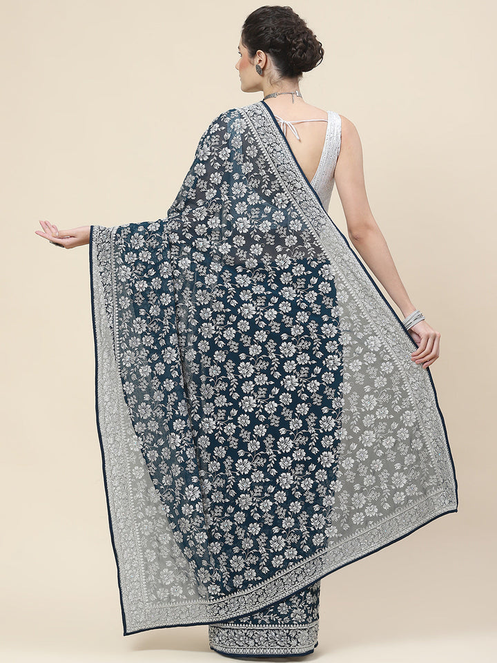 Resham Embroidery Georgette Saree