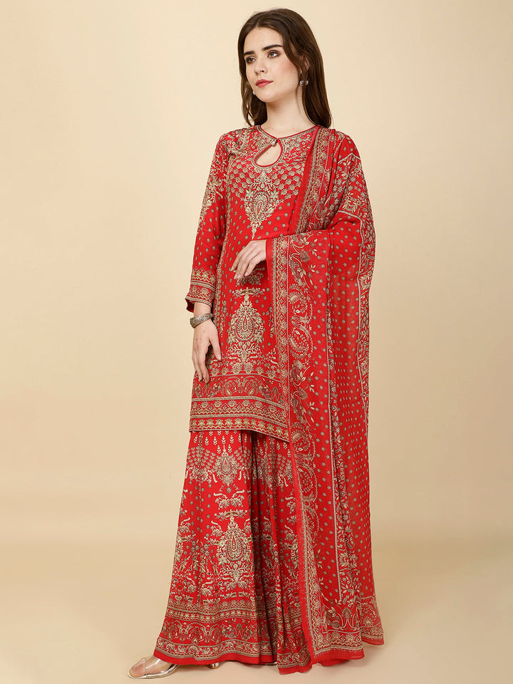Digital Print Crepe Suit Set With Dupatta