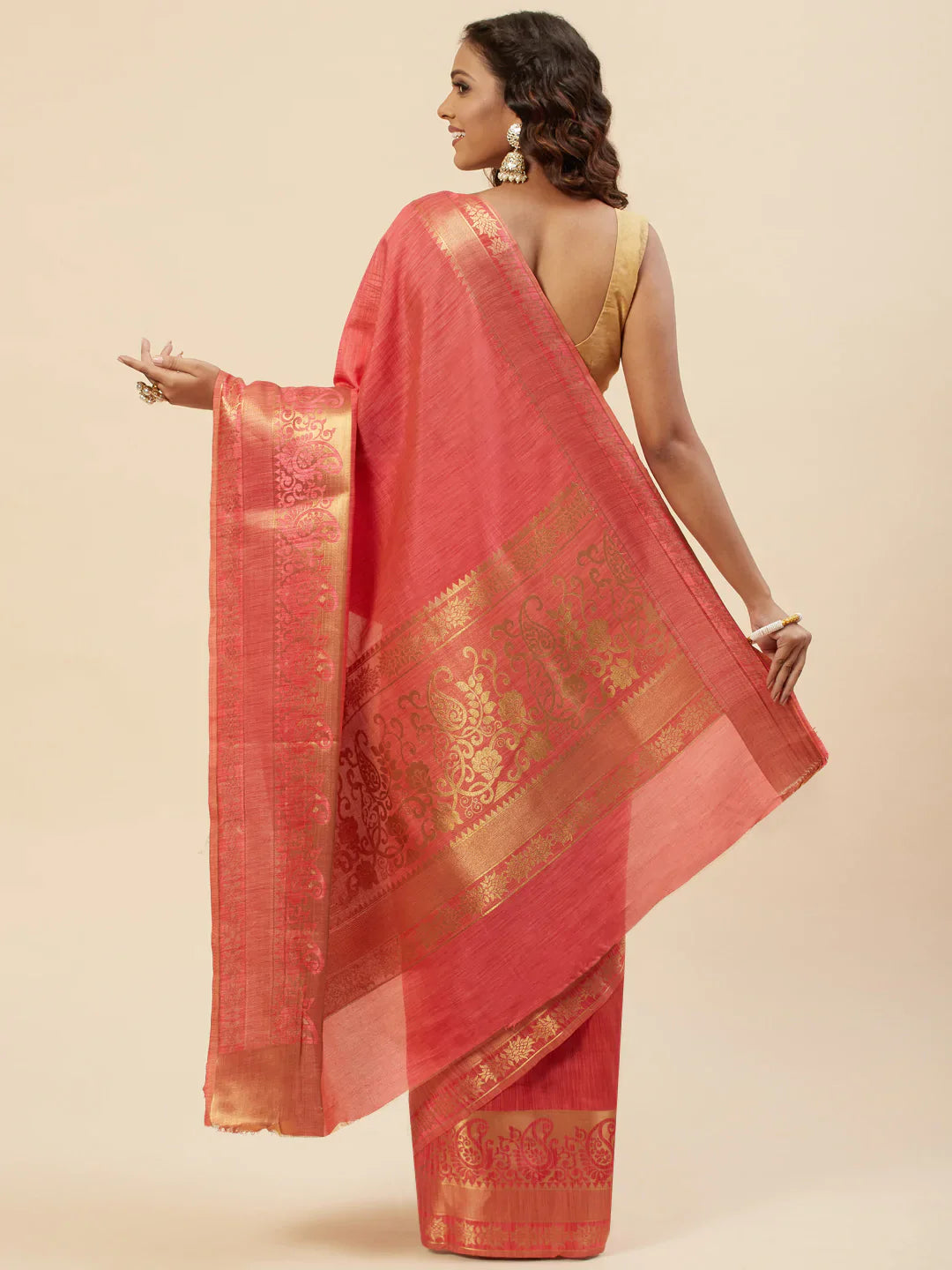 Plain Zari Border Handloom Woven Saree