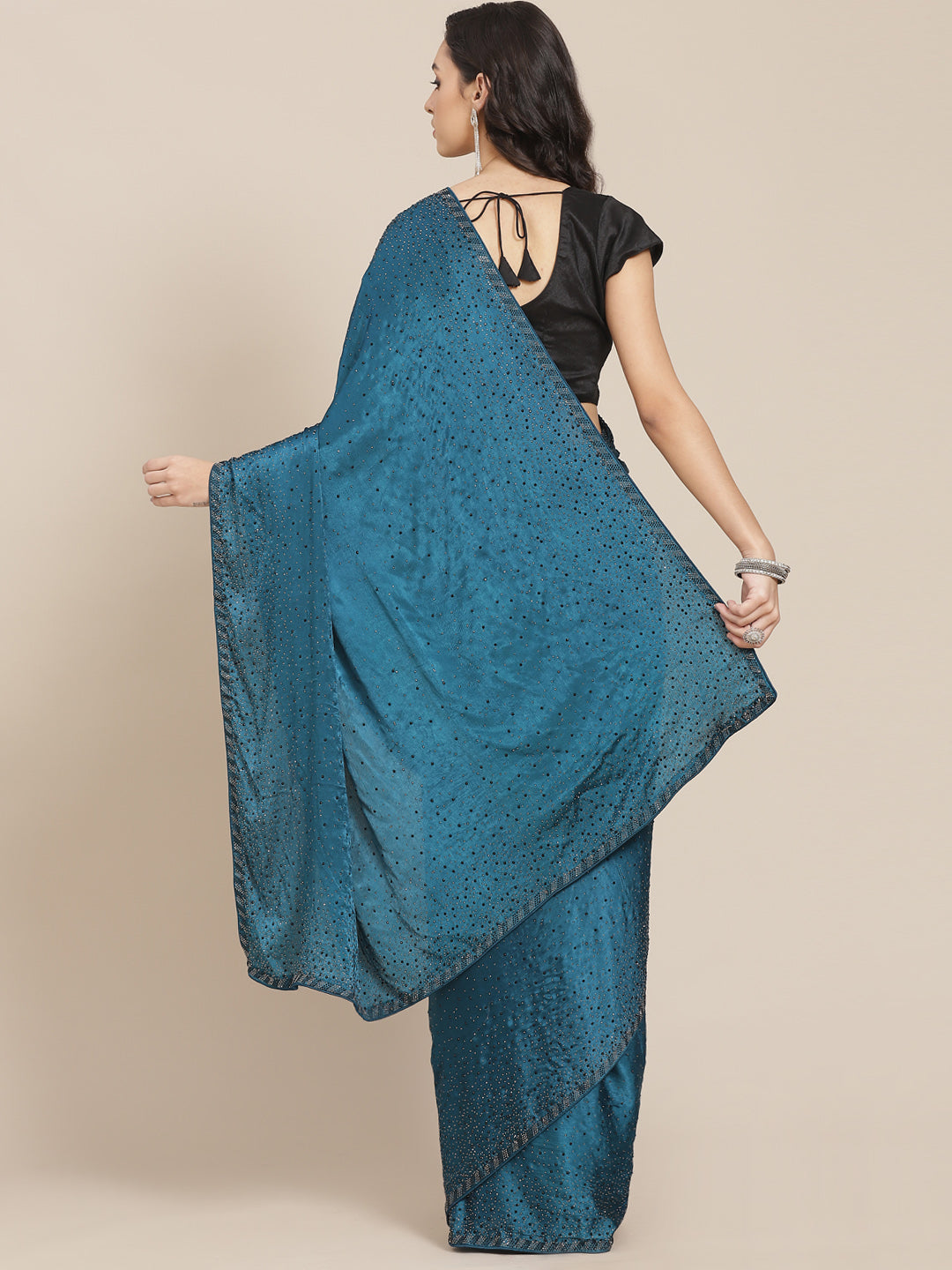 Stone Work Pure Crepe Embroided Saree