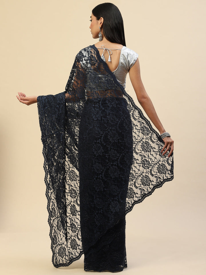 Stone Embroidered Lace Saree