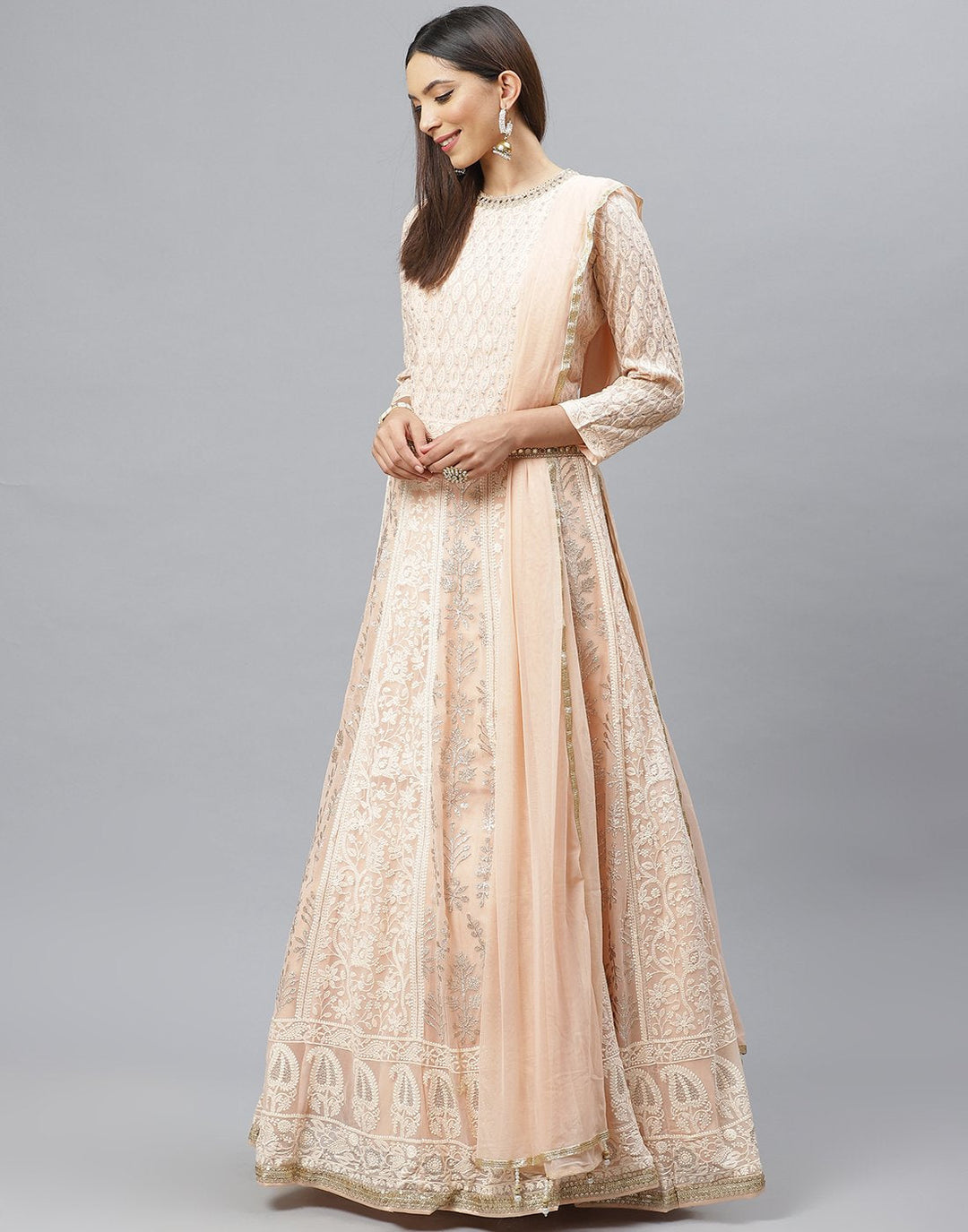 Peach Georgette Anarkali Salwar Kameez