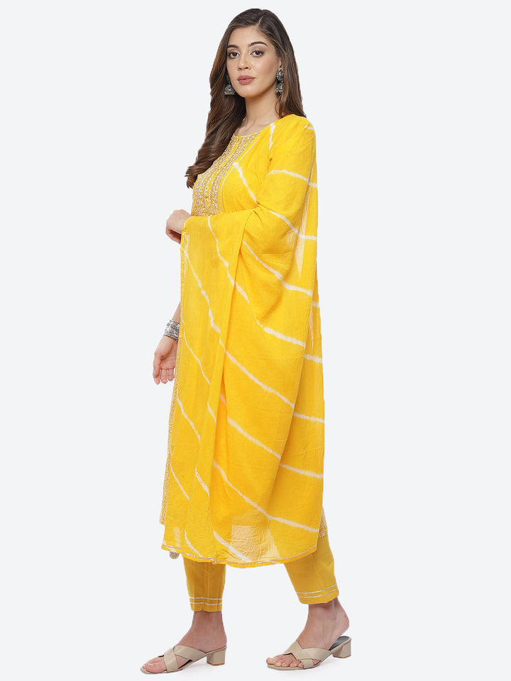 Resham Booti Cotton Stitched Salwar Kameez With Chiffon Dupatta