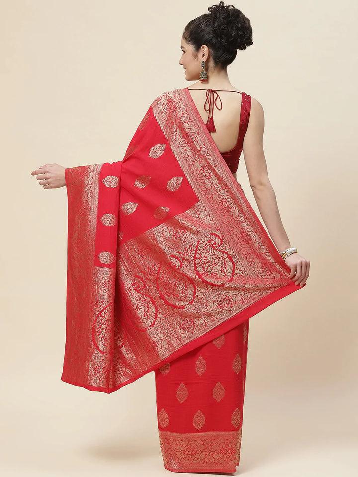 Zari Booti Tussar Plain Saree