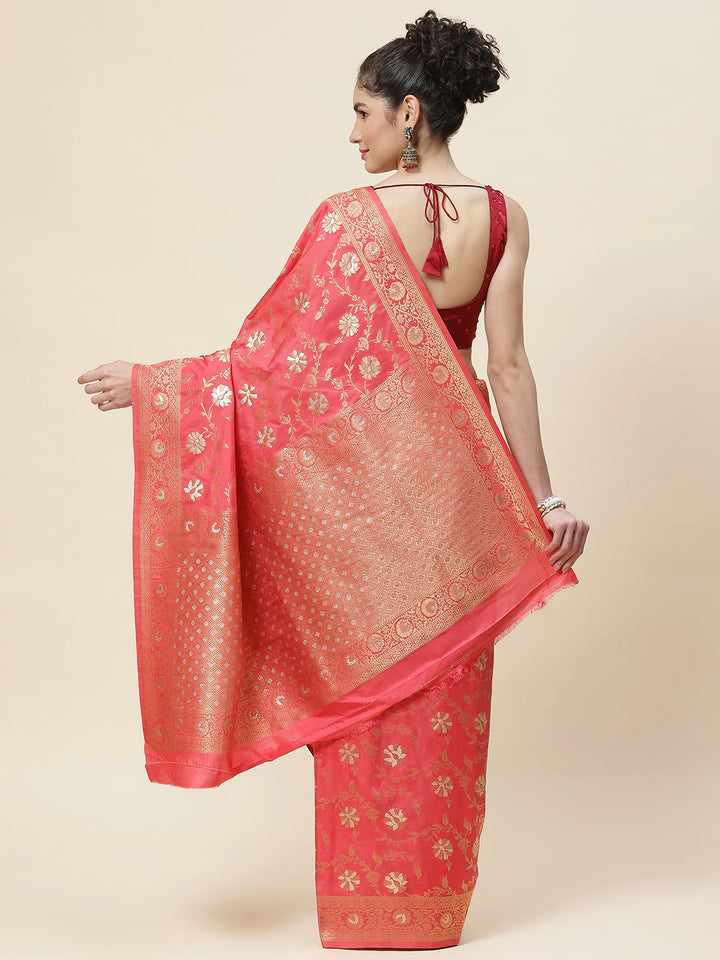 Floral Zari Border Handloom Woven Saree