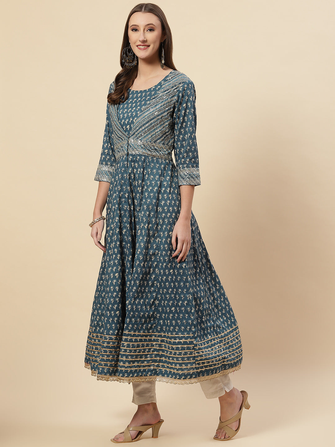 Printed Cotton Kurta With Jacket