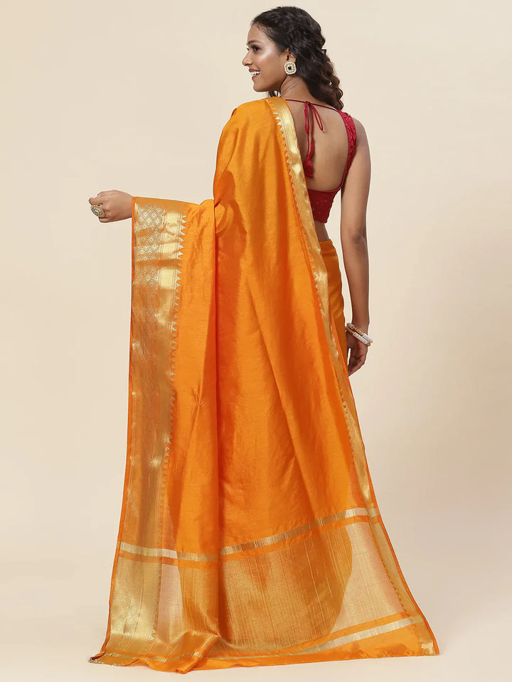Plain Zari Border Handloom Woven Saree
