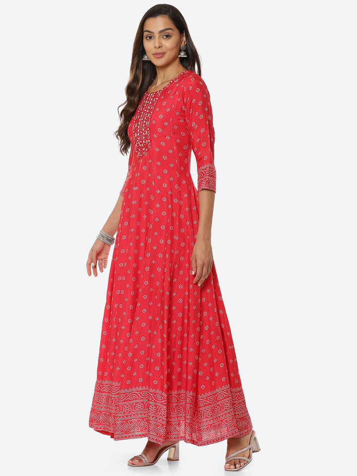 Mirror Work Printed Handloom Kurta