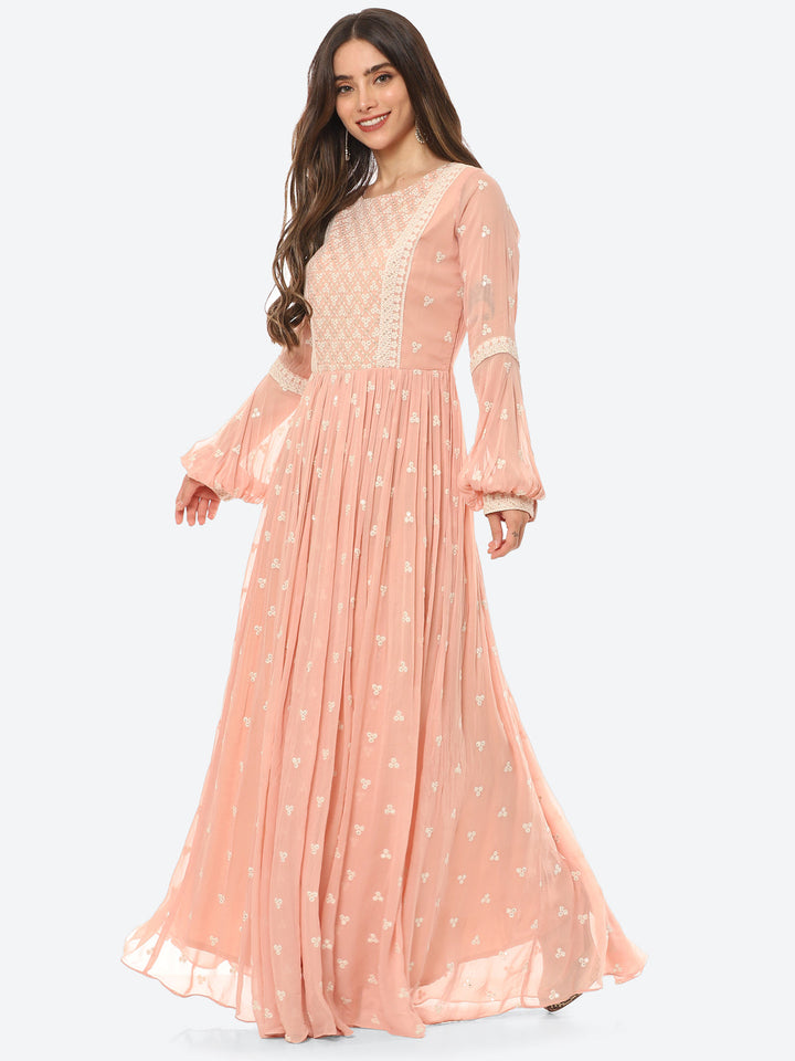 Resham Booti Georgette Gown Dress