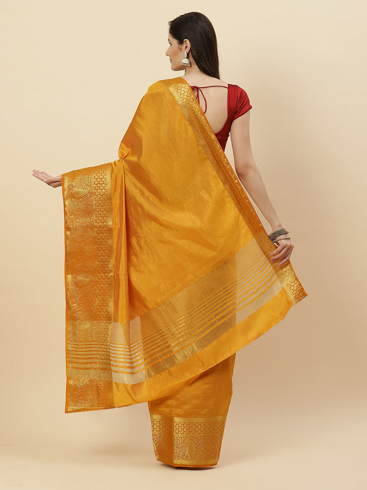 Plain Zari Border Art Handloom Woven Saree