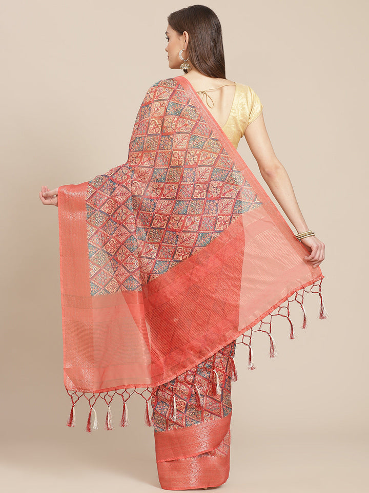 Printed Cotton Chanderi Saree