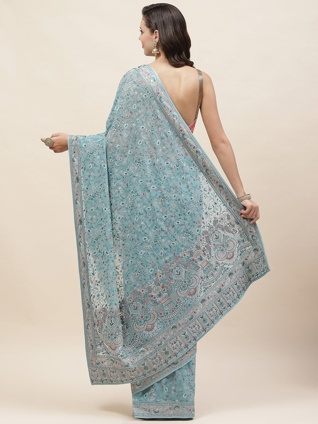 Resham Jaal Embroidery Georgette Saree