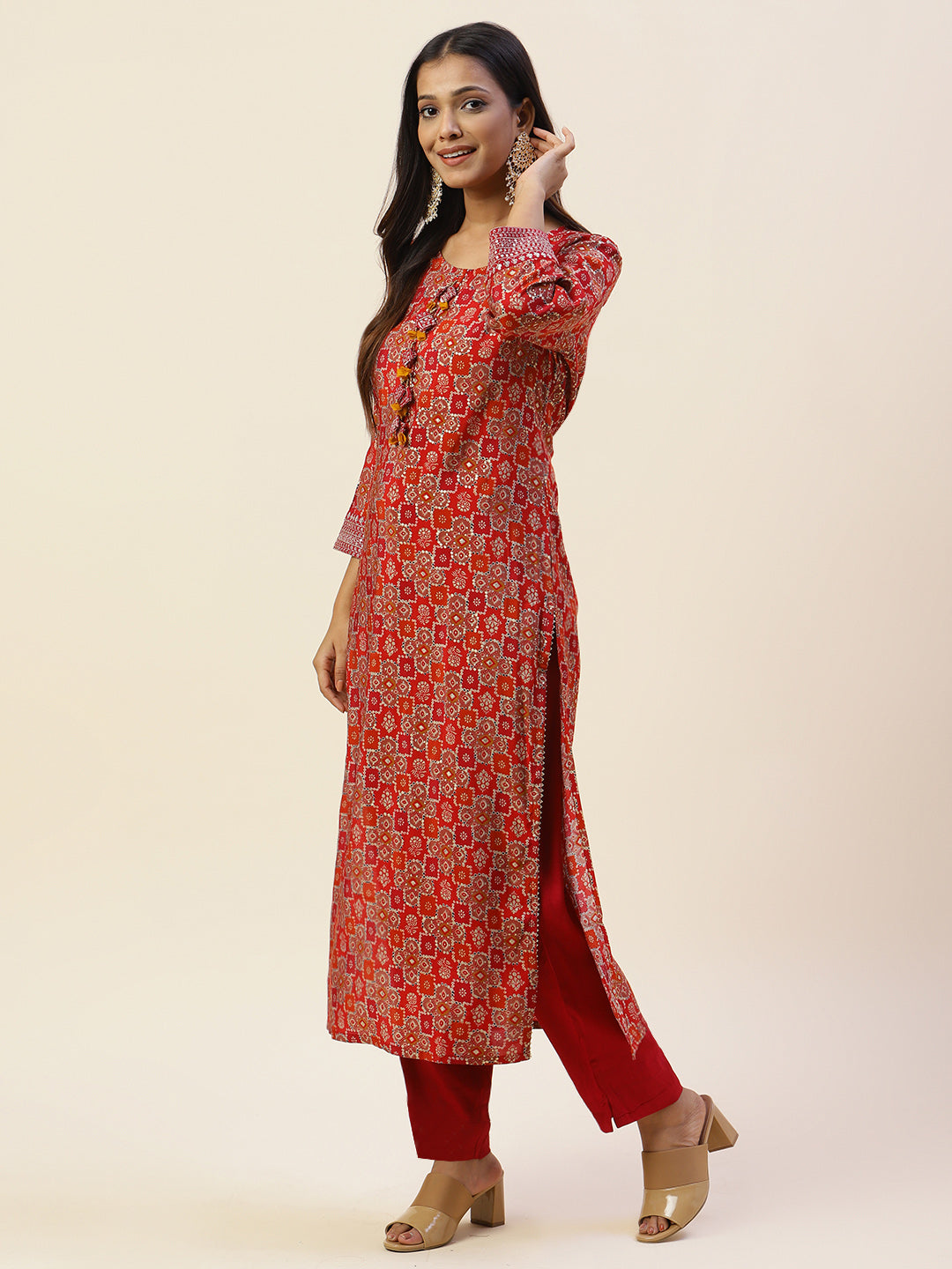 Printed Cotton Kurta With Pants
