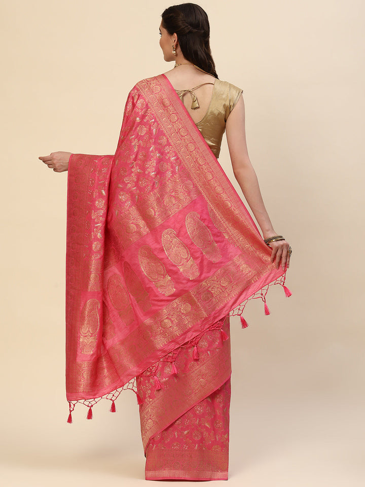 Floral Zari Jaal Handloom Woven Saree