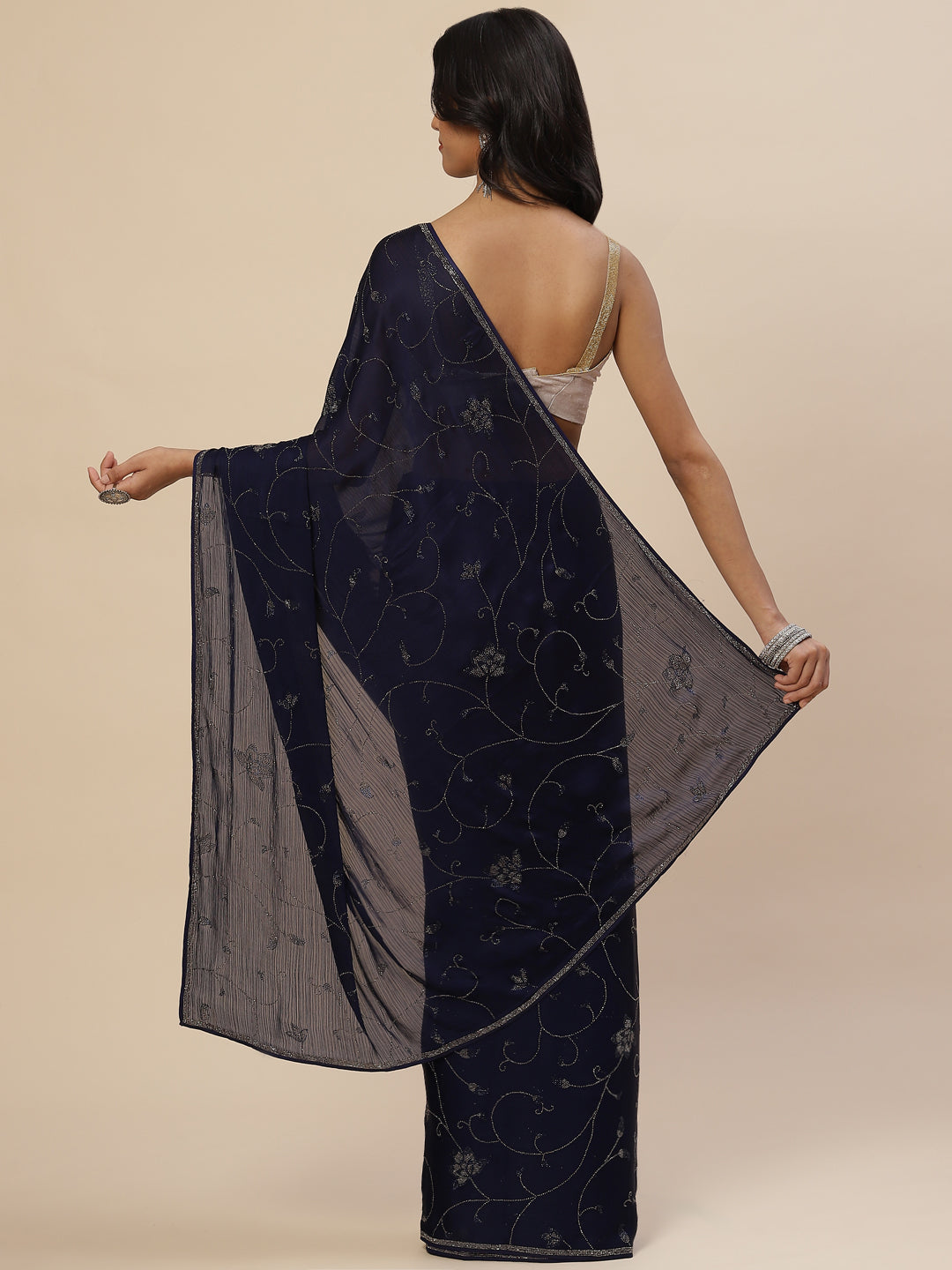 Stone Jaal Embroidered Georgette Saree