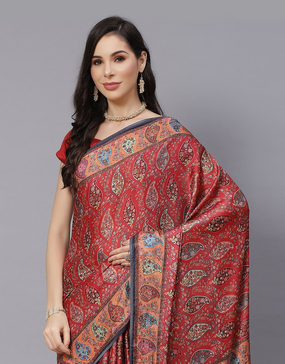 Digital Printed Satin Saree