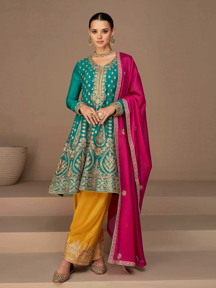 Embroidery Handloom Suit Set With Dupatta &amp; Salwar