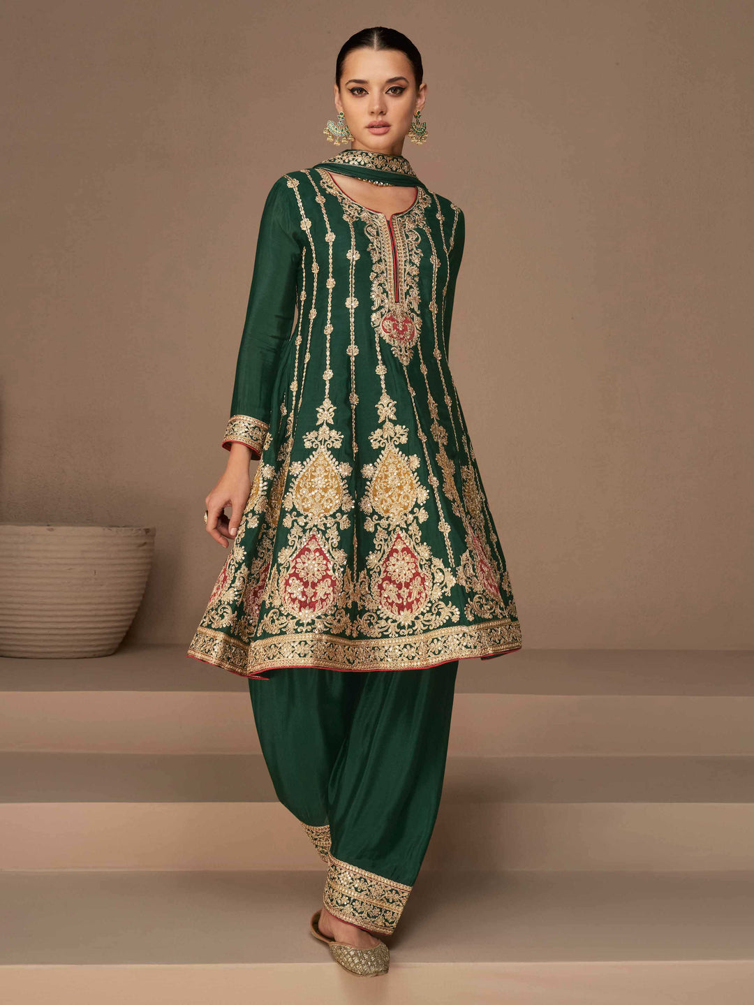 Embroidery Handloom Suit Set With Dupatta &amp; Salwar