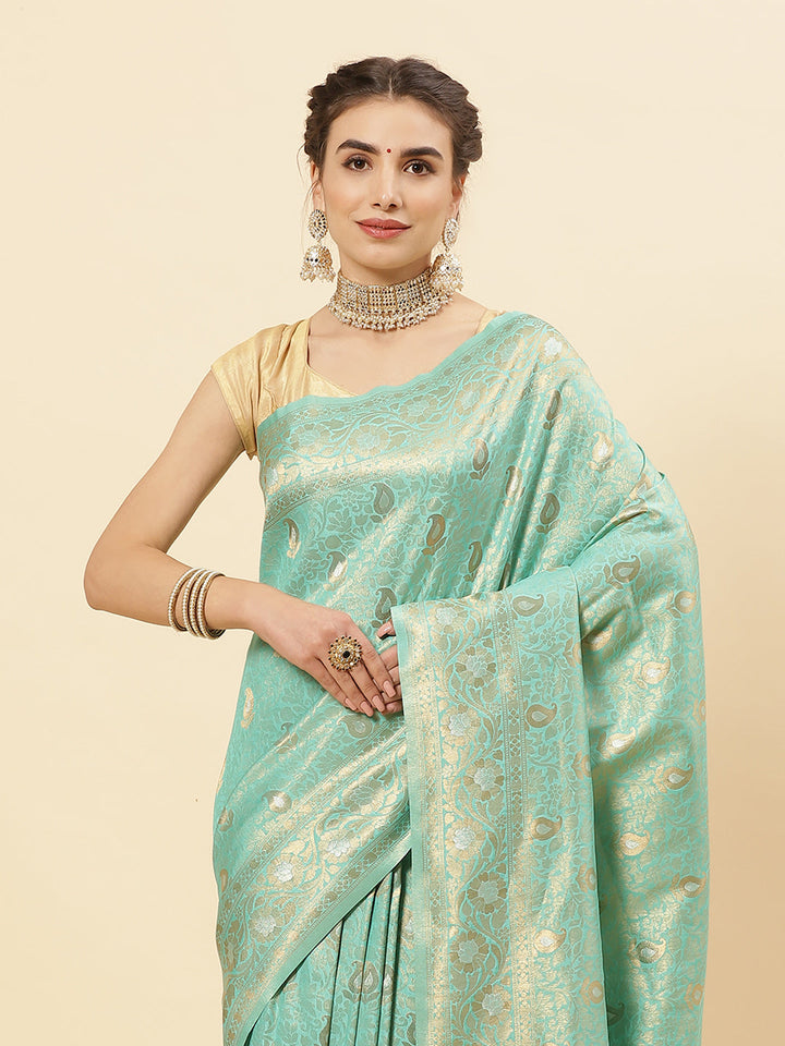 Art Handloom Saree with Zari Jaal Border