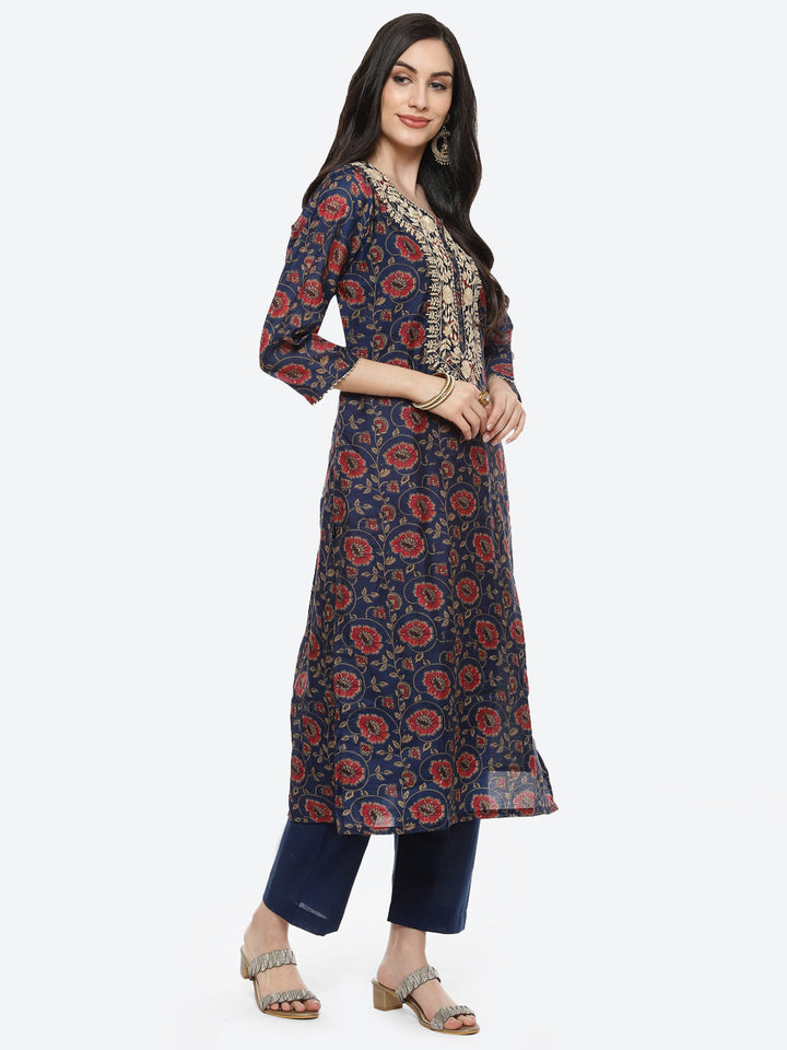 Printed Cotton Chanderi Stitched Salwar Kameez With Dupatta