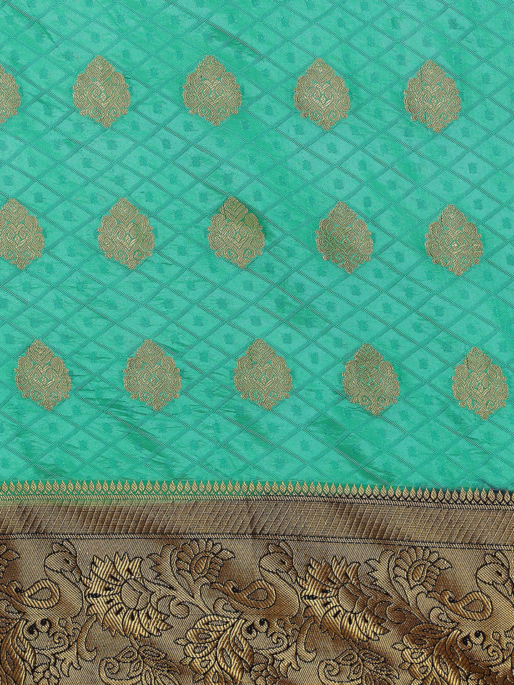 Zari Border Booti Art Handloom Woven Saree