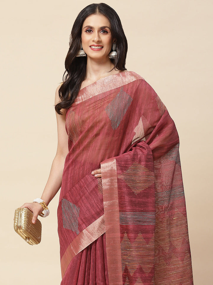 Plain Zari Border Woven Cotton Saree