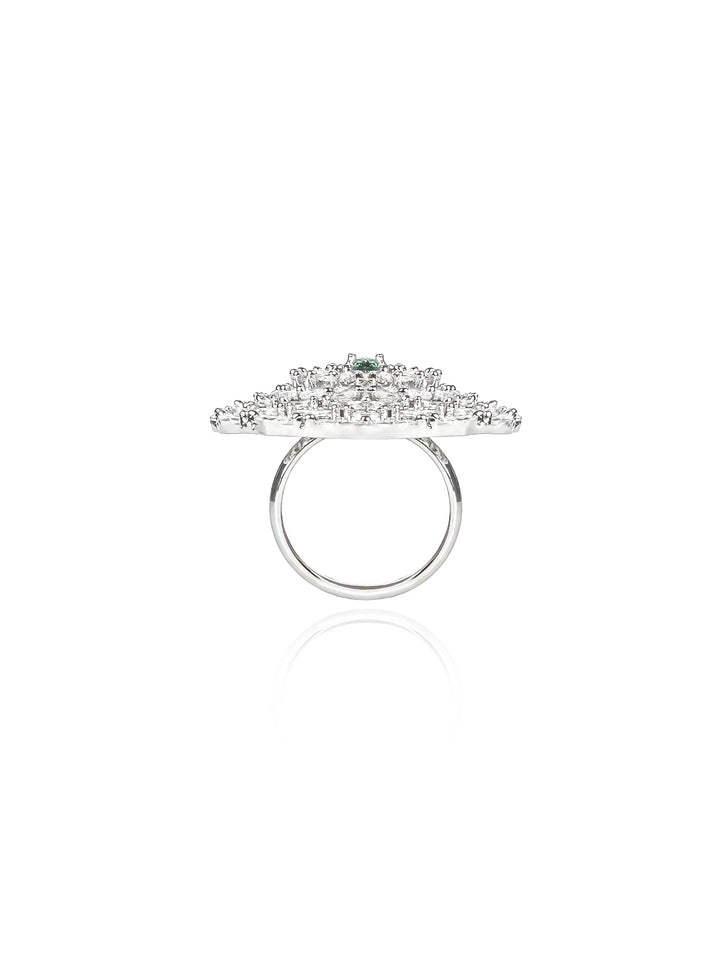 Silver Toned AD Stone Ring