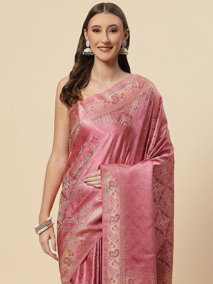 Zari Jaal Satin Woven Saree