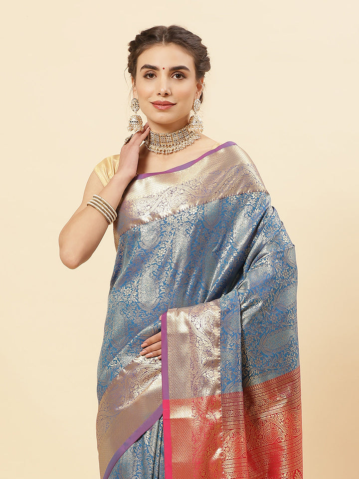 Art Handloom Saree with Brocade Zari Jaal Border
