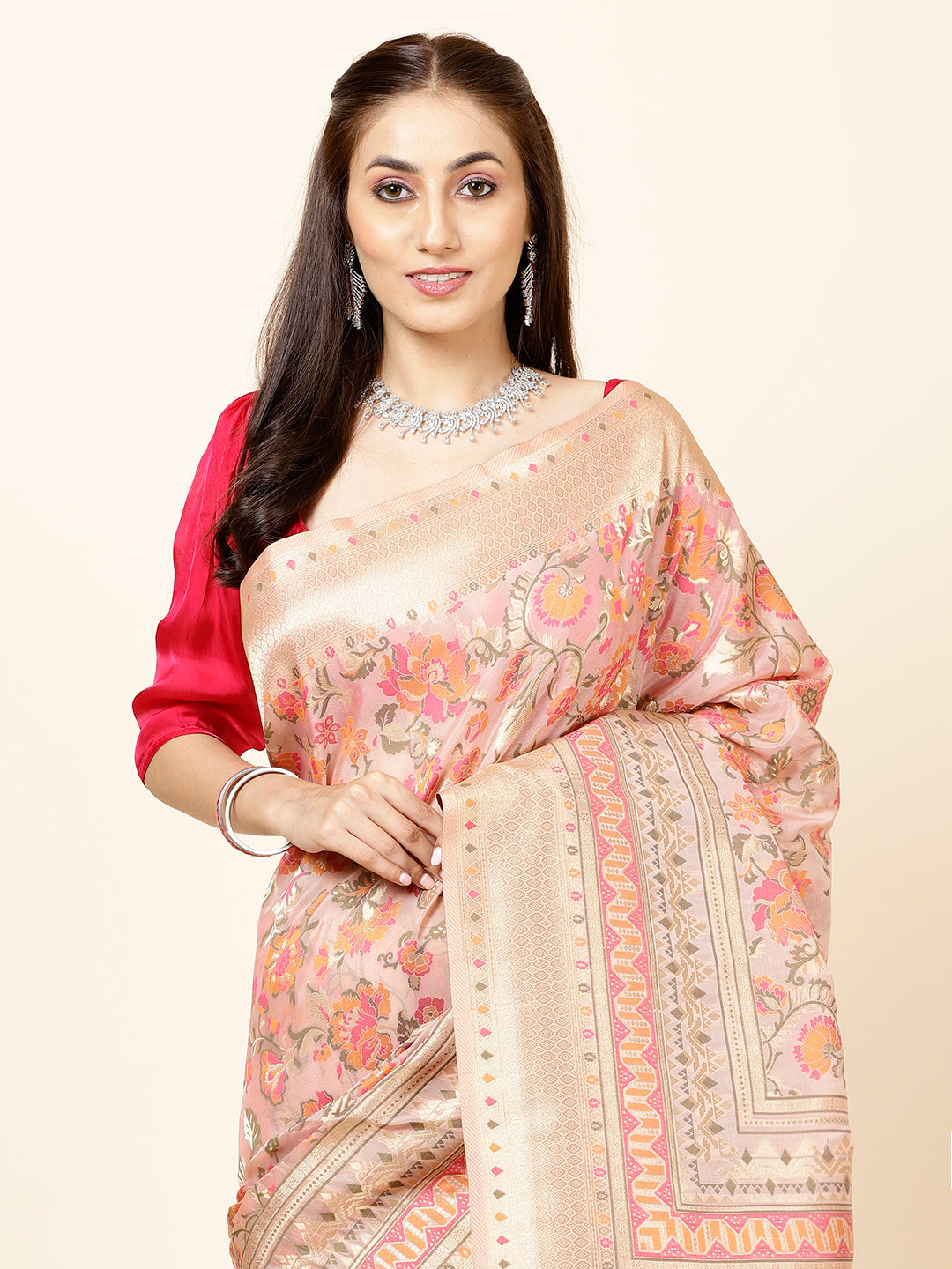 Resh Zari Border Woven Organza Saree
