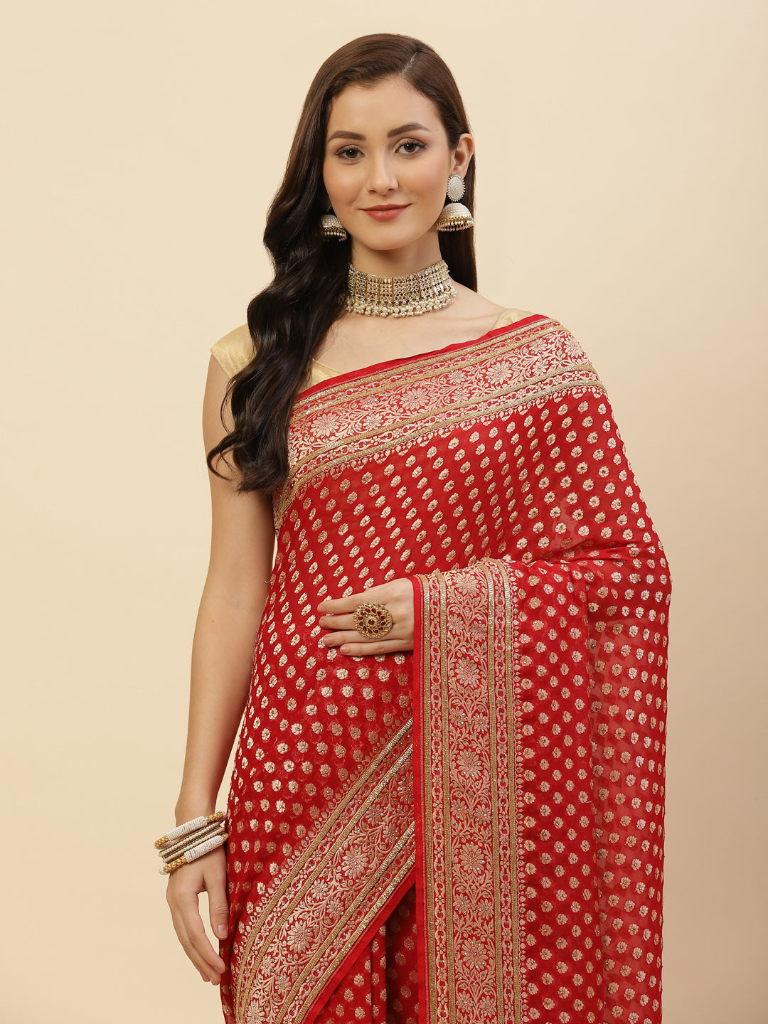 Stone Banarasi Embroidered Saree
