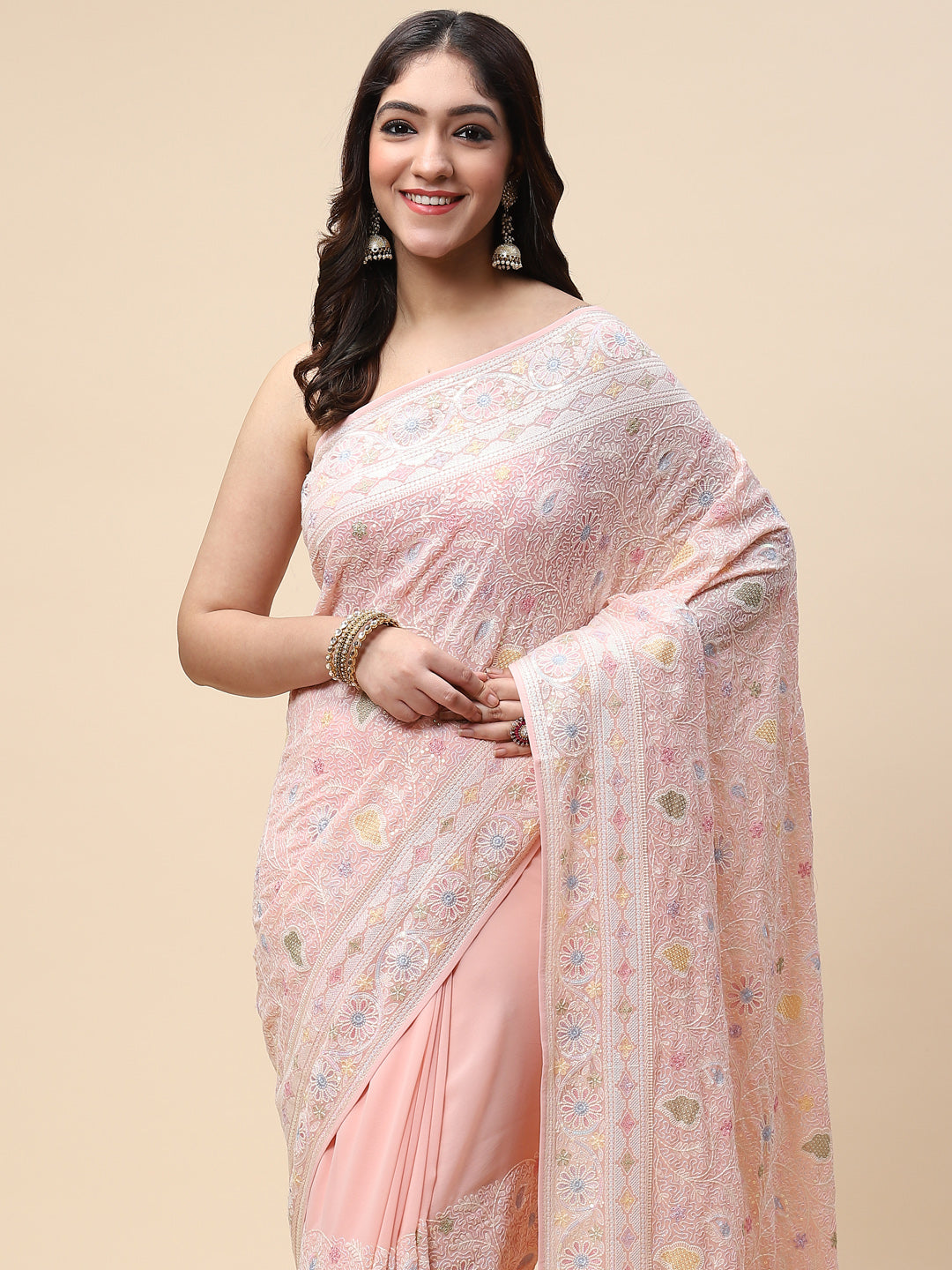 Resham Jaal Embroidered Georgette Saree