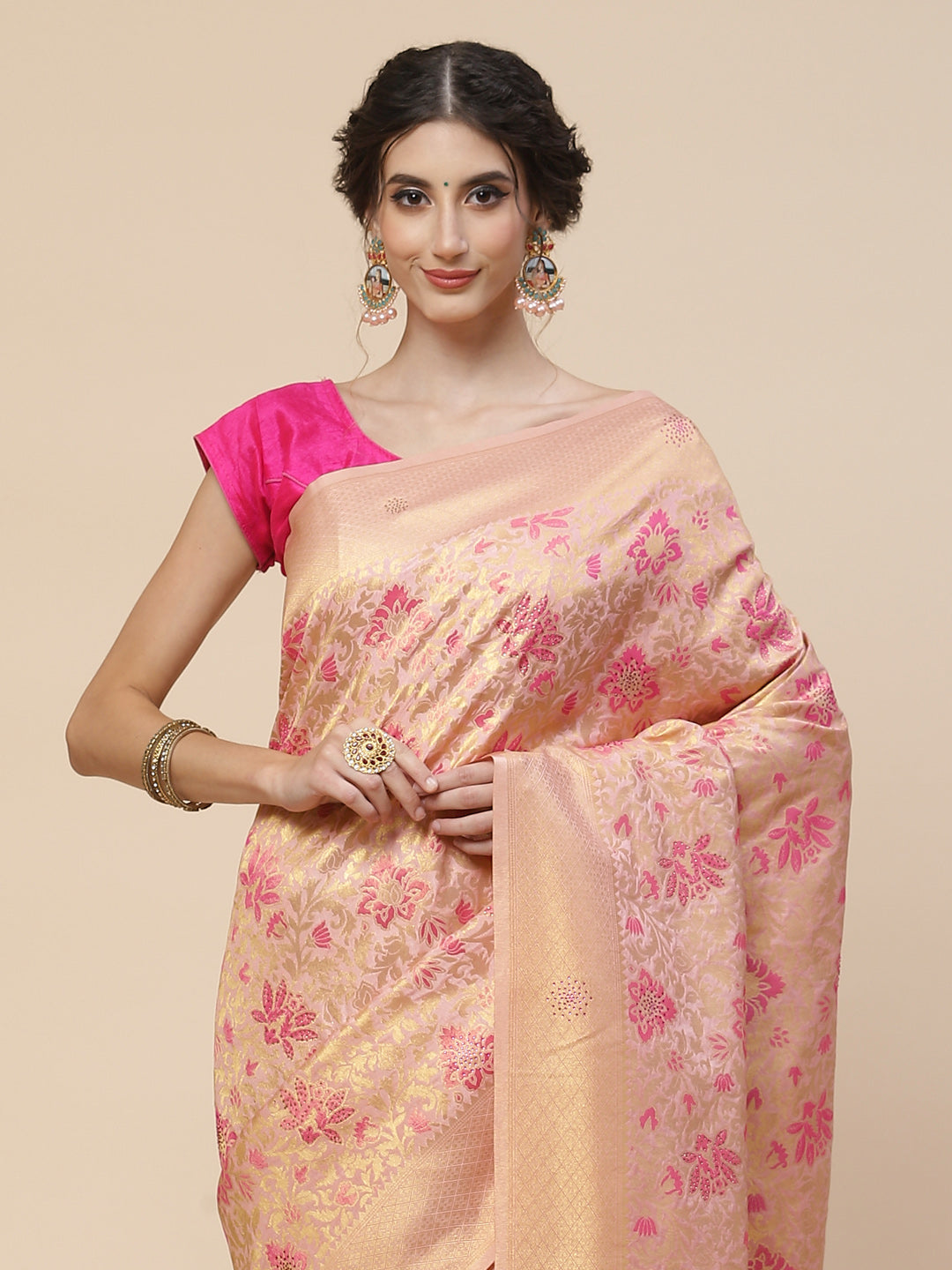 Stone Jaal Art Handloom Woven Saree