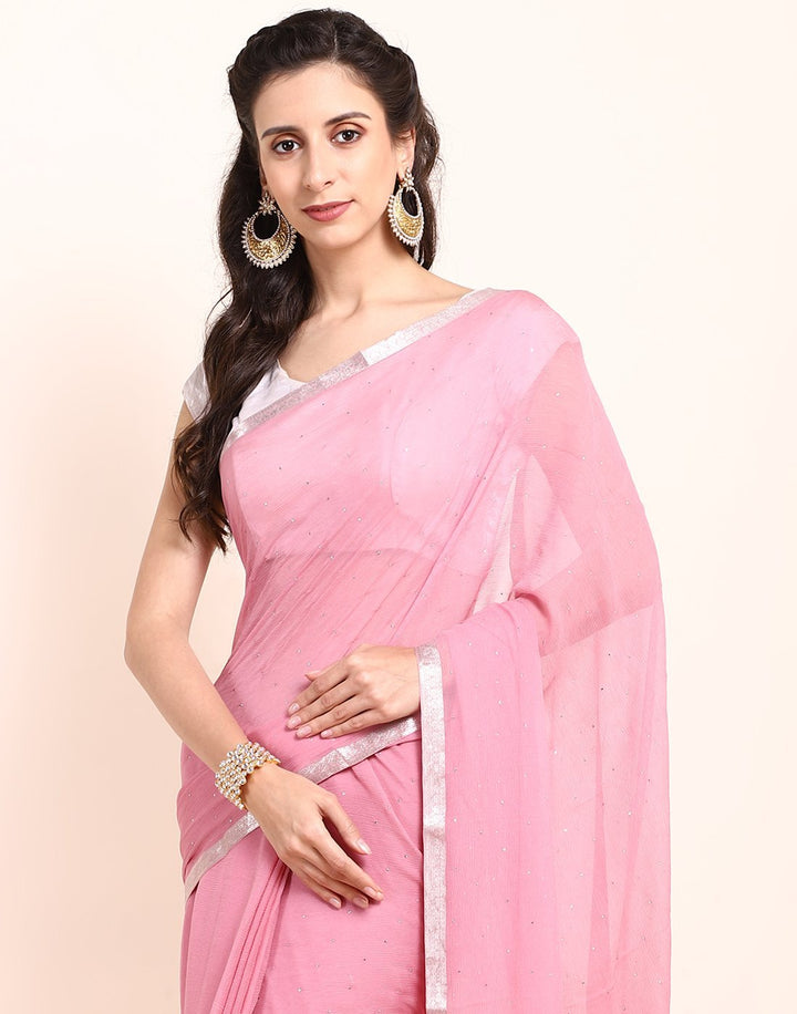 MBZ Meena Bazaar-Maroon Chiffon Saree