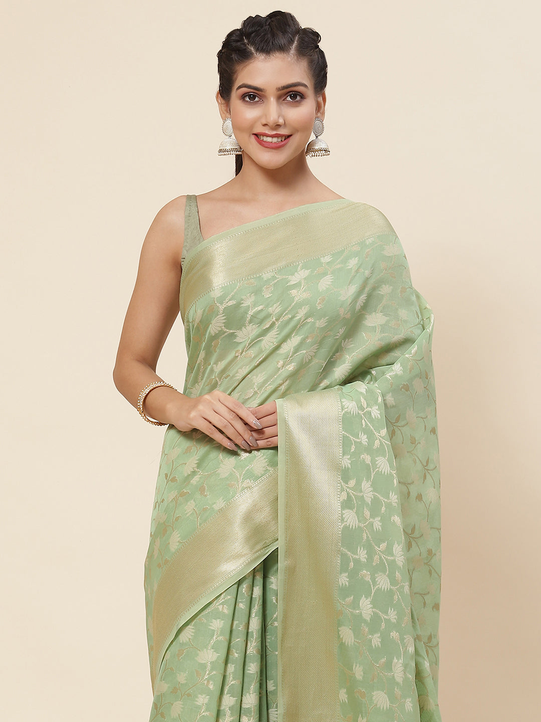 Floral Jaal Woven Cotton Saree
