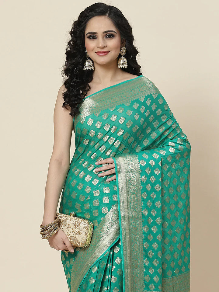 Zari Booti Chiffon Plain Saree