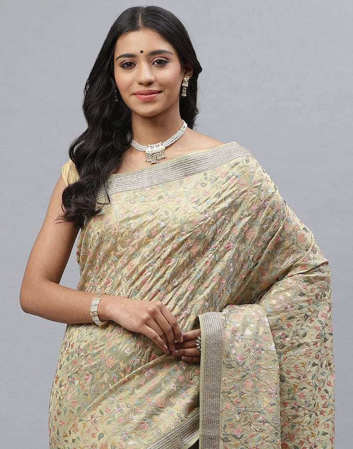 Cotton Tissue Embroidery Saree