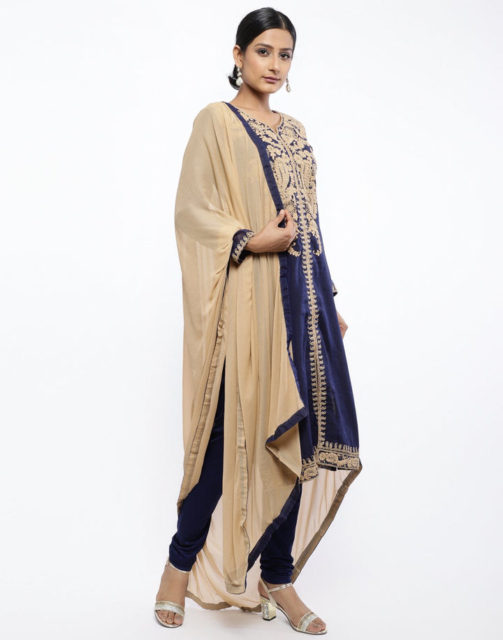 MBZ Meena Bazaar-Red Cotton Chanderi Stitched Salwaar Kameez