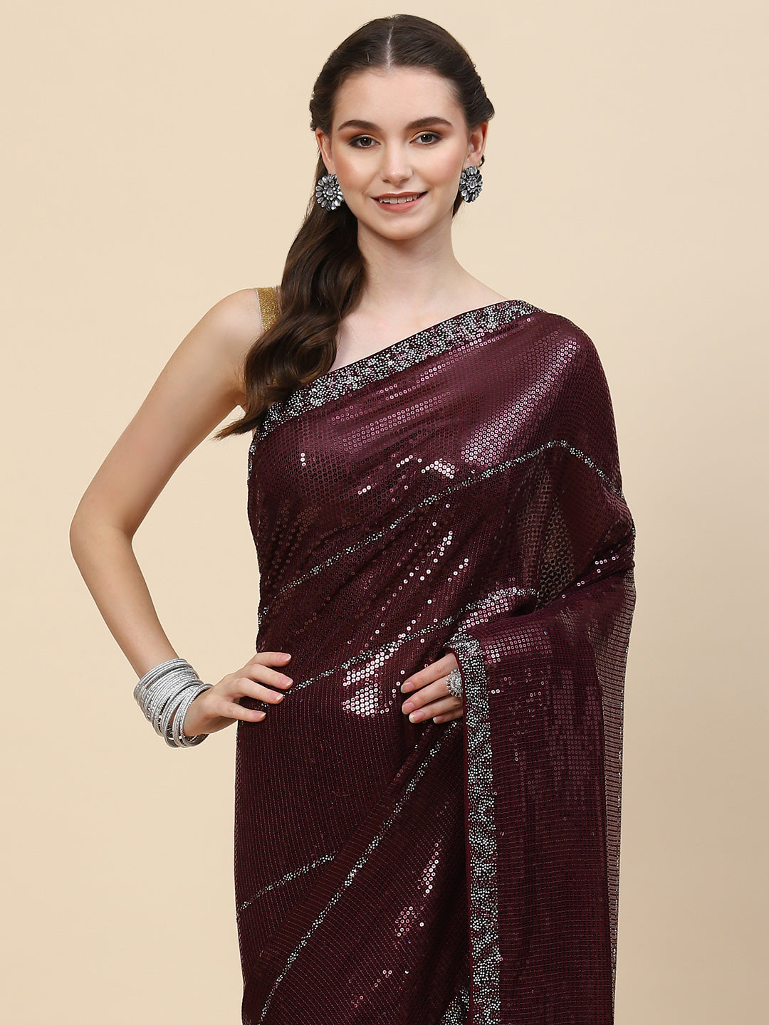 Sequin Embroidered Georgette Saree
