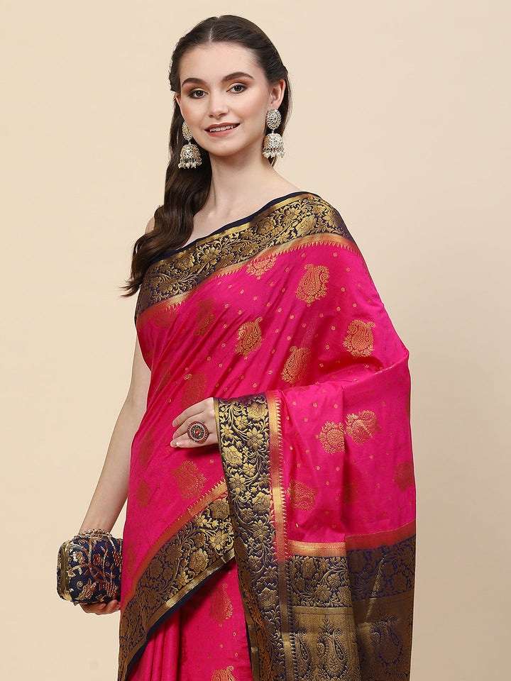 Zari Border Booti Handloom Woven Saree