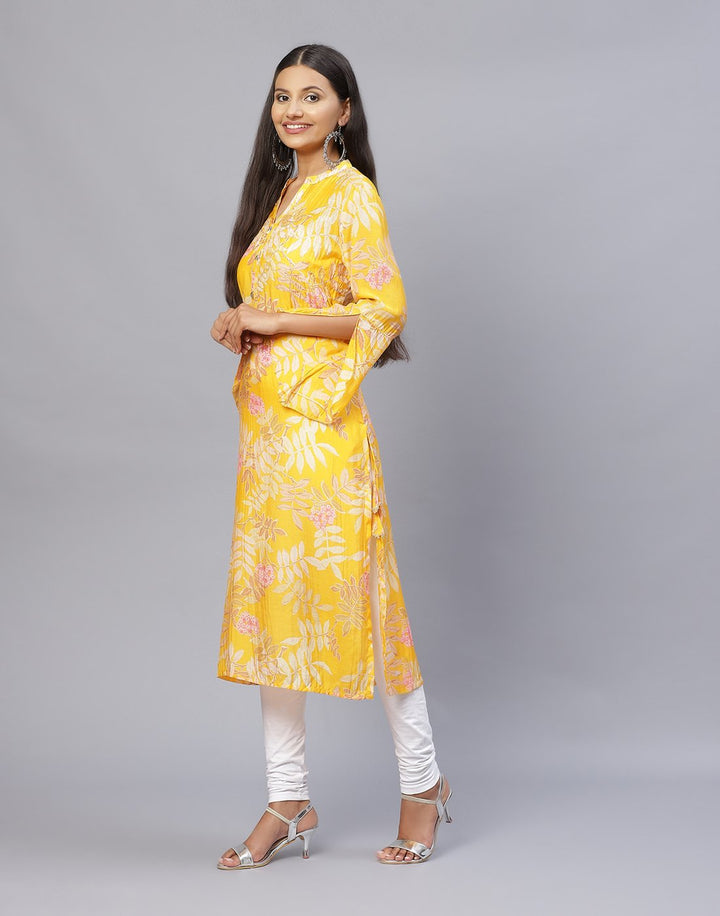 Floral Print Cotton Muslin Kurti