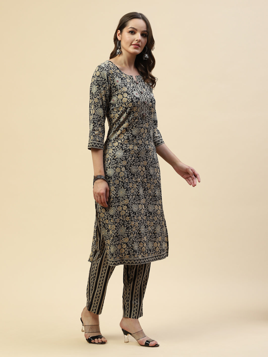 Printed Cotton Kurta With Pant &amp; Cotton Dupatta