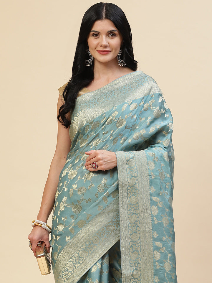 Zari Jaal Satin Woven Saree
